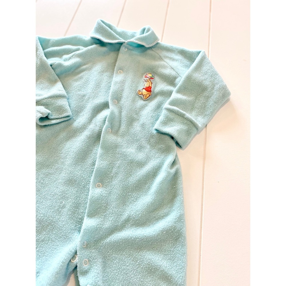 Vintage Winnie the Pooh Fleece Footed Pajamas, Teal Sleeper, 18 Months - Picture 4 of 11